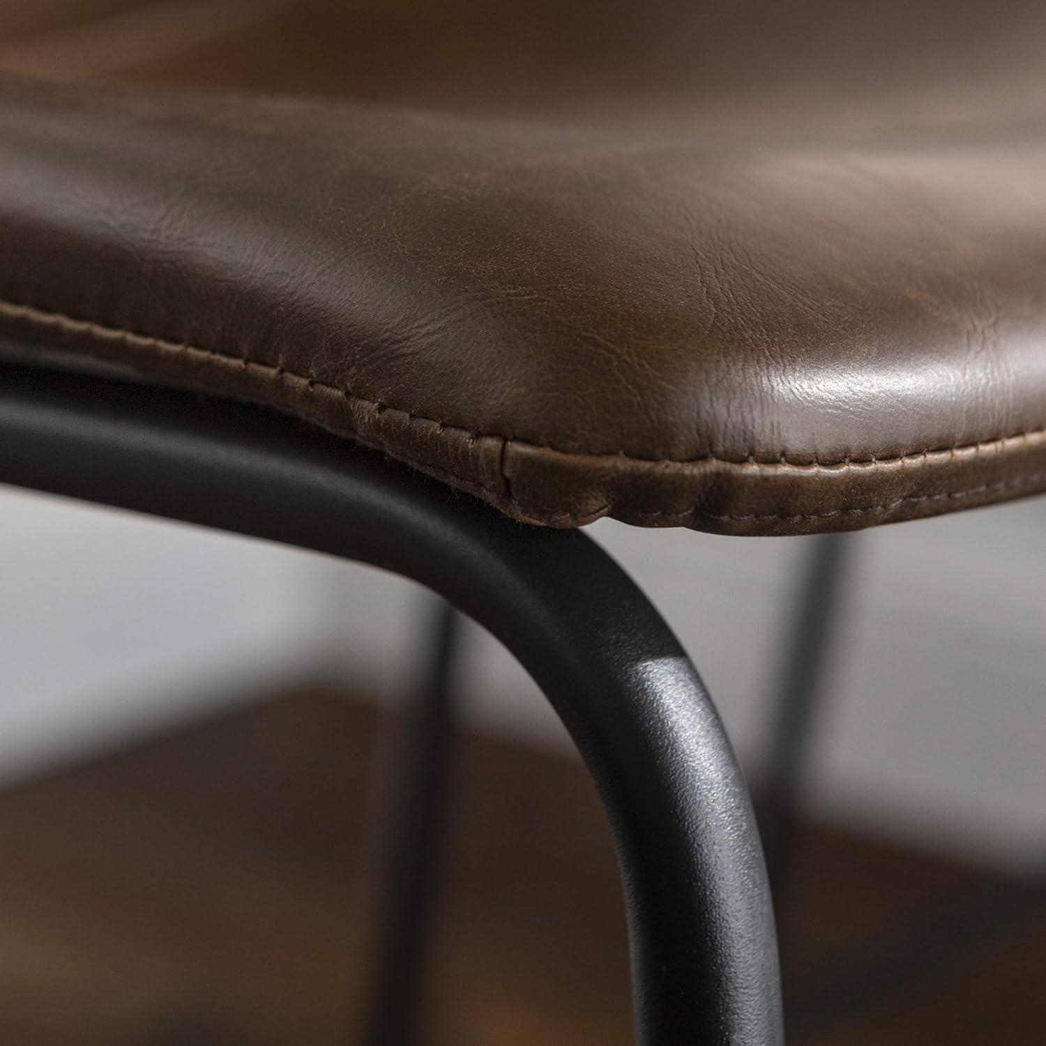 imageWalker Edison Douglas Urban Industrial Faux Leather Armless Counter Chairs Set of 2 BrownBrown