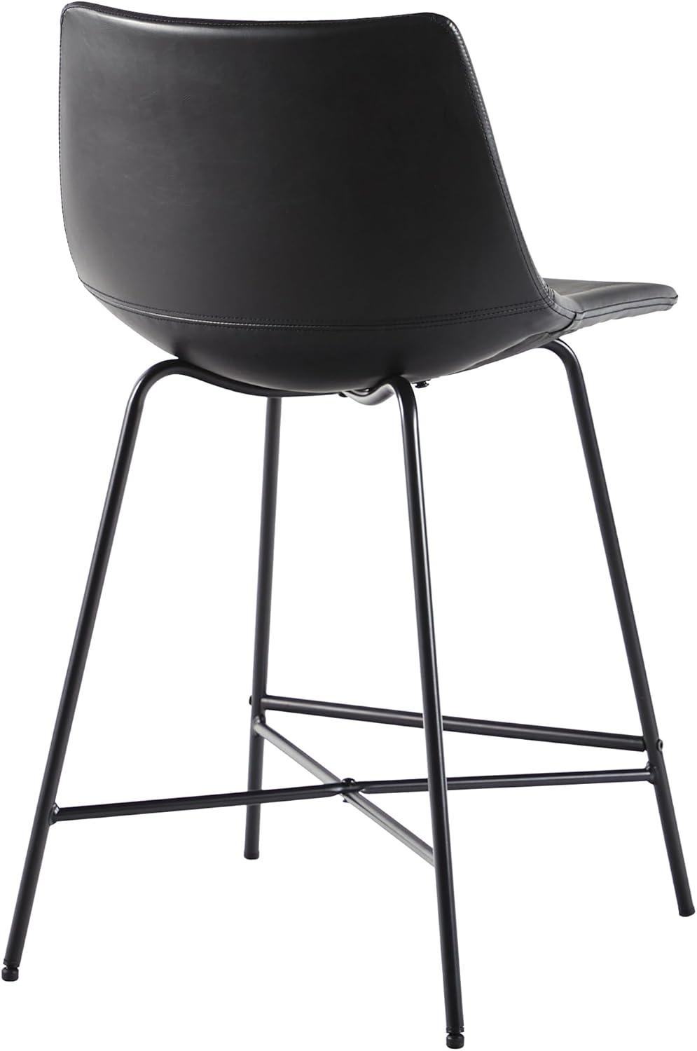 imageWalker Edison Douglas Urban Industrial Faux Leather Armless Counter Chairs Set of 2 BrownModern Black
