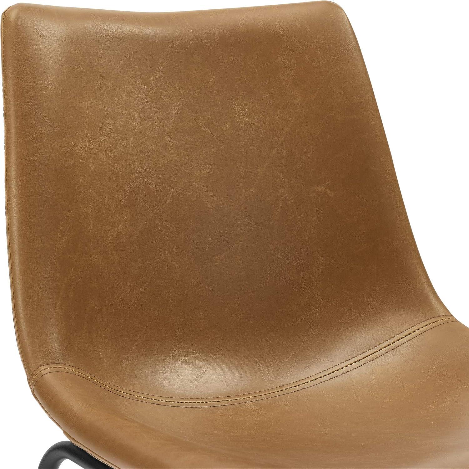 imageWalker Edison Douglas Urban Industrial Faux Leather Armless Counter Chairs Set of 2 BrownWhiskey Brown