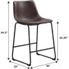 Walker Edison Douglas Urban Industrial Faux Leather Armless Counter Chairs, Set of 2, Brown(Brown)
