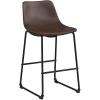 Walker Edison Douglas Urban Industrial Faux Leather Armless Counter Chairs, Set of 2, Brown(Brown)