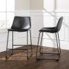 Walker Edison Douglas Urban Industrial Faux Leather Armless Counter Chairs, Set of 2, Brown(Urban Black)
