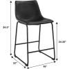 Walker Edison Douglas Urban Industrial Faux Leather Armless Counter Chairs, Set of 2, Brown(Urban Black)