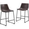 Walker Edison Douglas Urban Industrial Faux Leather Armless Counter Chairs, Set of 2, Brown(Brown)