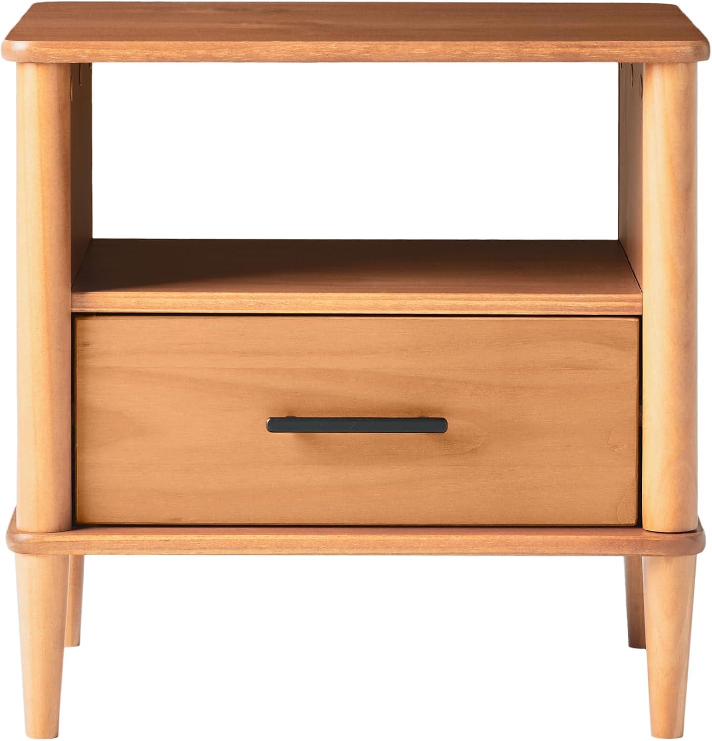 imageWalker Edison Leona Solid Wood Spindle 1Drawer Nightstand 20 Inch CaramelCaramel 20inch