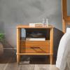 Walker Edison Leona Solid Wood Spindle 1-Drawer Nightstand, 20 Inch, Caramel(Caramel 20-inch)