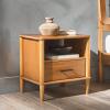 Walker Edison Leona Solid Wood Spindle 1-Drawer Nightstand, 20 Inch, Caramel(Caramel 20-inch)