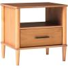 Walker Edison Leona Solid Wood Spindle 1-Drawer Nightstand, 20 Inch, Caramel(Caramel 20-inch)