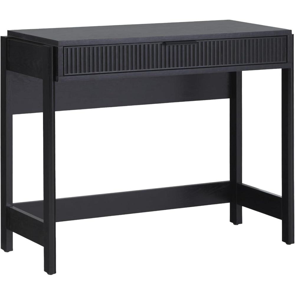 imageWalker Edison Transitional Office Design Reeded Drawer Front Detail Writing Desk with Drawer Spacious Desktop Complementary in Living Spaces 38W x 1675D x 30H Coastal OakBlack