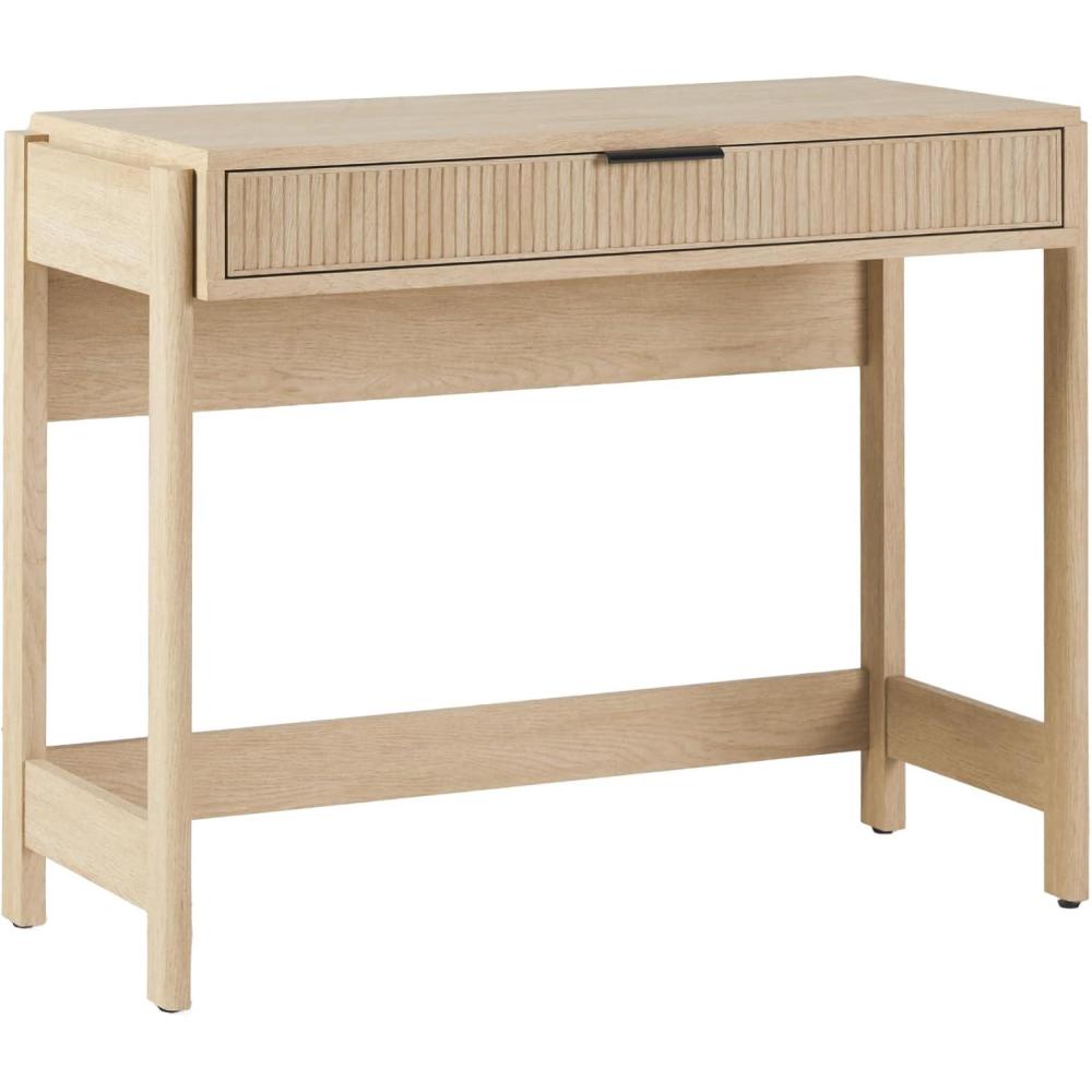 imageWalker Edison Transitional Office Design Reeded Drawer Front Detail Writing Desk with Drawer Spacious Desktop Complementary in Living Spaces 38W x 1675D x 30H Coastal OakCoastal Oak