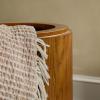 Walker Edison Maya Modern Solid Oak Wood Veneer Side Table with Storage, 18 Inch, Medium Brown Oak(Medium Brown)