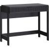 Walker Edison Transitional Office Design, Reeded Drawer Front Detail, Writing Desk with Drawer, Spacious Desktop, Complementary in Living Spaces, 38”W x 16.75”D x 30”H, Coastal Oak(Black)