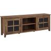 Walker Edison Portsmouth Classic 2 Glass Door TV Stand for TVs up to 80 Inches, 70 Inch, Rustic Oak(Rustic Oak)