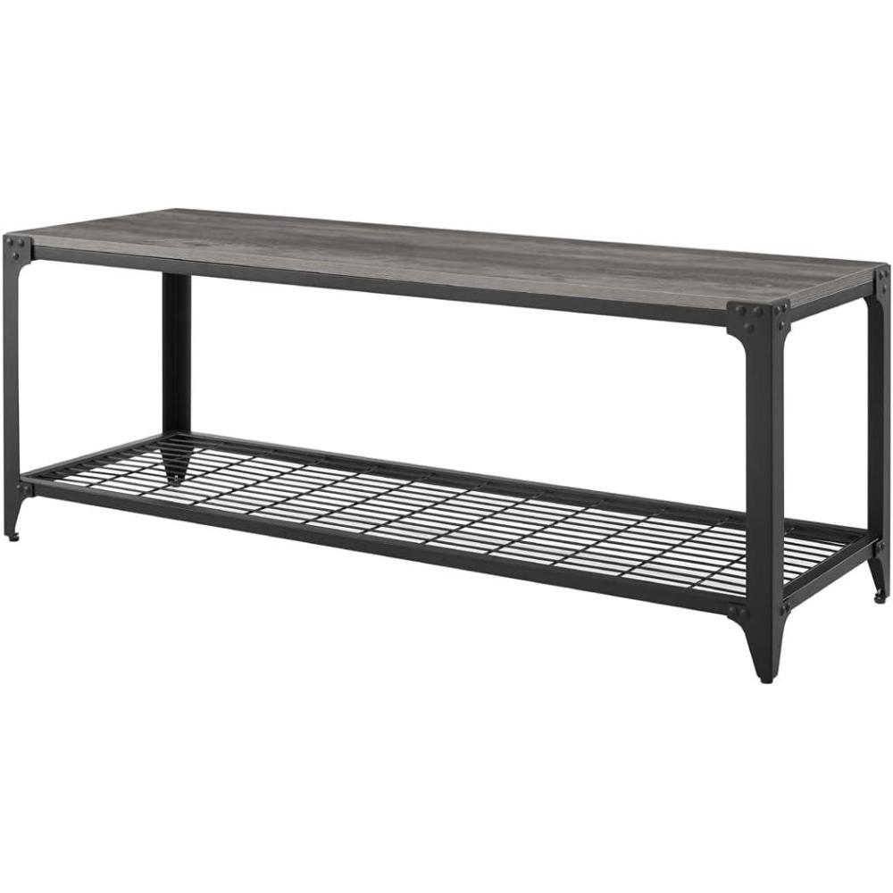 imageWalker Edison Declan Urban Industrial Angle Iron and Wood Coffee Table 46 inch Grey WashGrey Wash