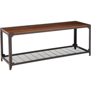 Walker Edison Declan Urban Industrial Angle Iron and Wood Coffee Table, 46 inch, Grey Wash(Dark Walnut)