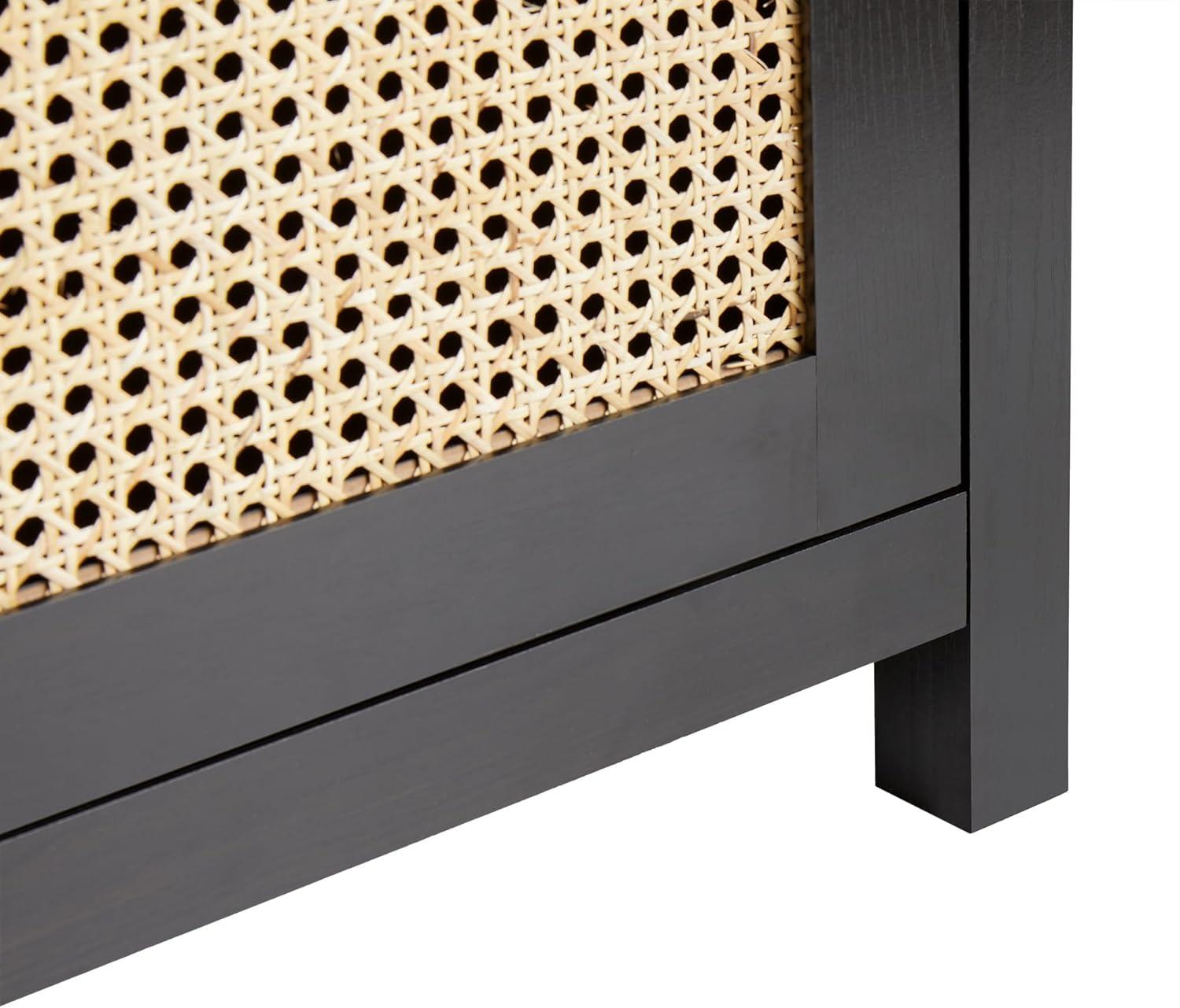 imageWalker Edison Sasha 4Door Reeded Sideboard Buffet with Cord Management 60 Inch English OakBlack