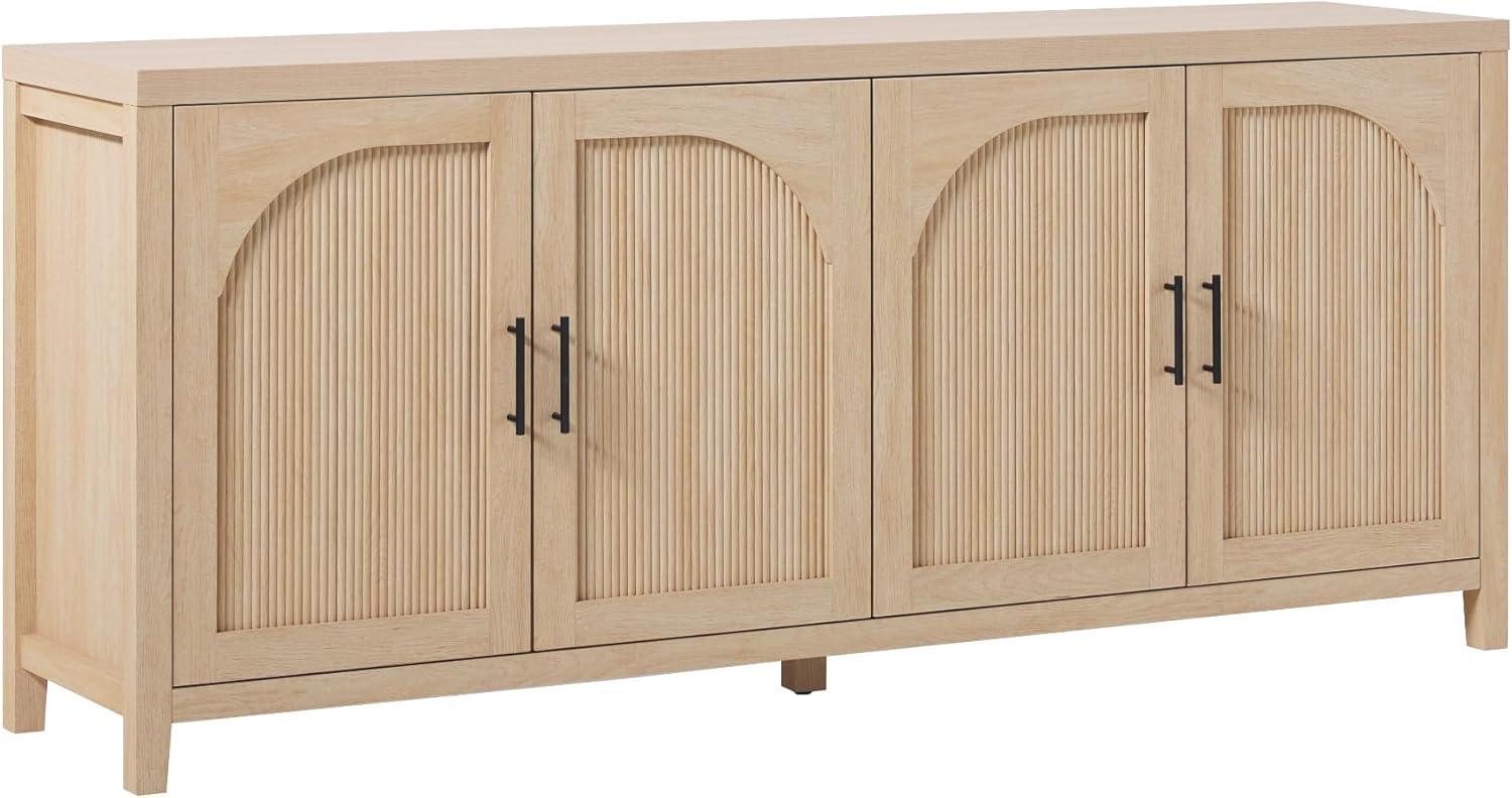 imageWalker Edison Sasha 4Door Reeded Sideboard Buffet with Cord Management 60 Inch English OakCoastal Oak