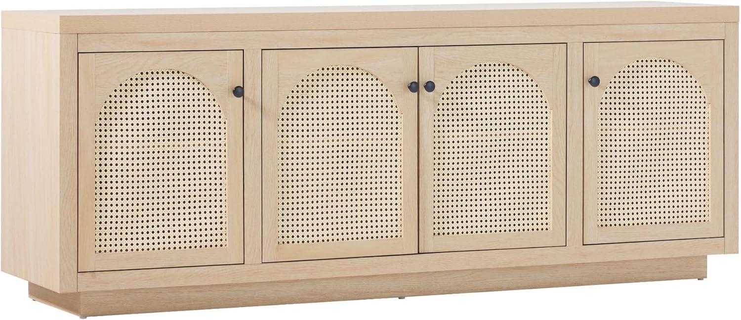 imageWalker Edison Sasha 4Door Reeded Sideboard Buffet with Cord Management 60 Inch English OakCoastal Oak