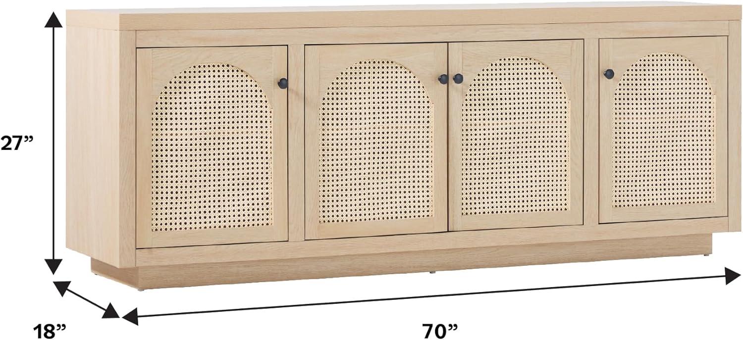imageWalker Edison Sasha 4Door Reeded Sideboard Buffet with Cord Management 60 Inch English OakCoastal Oak