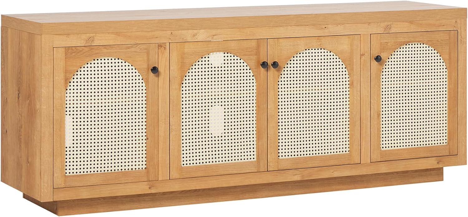 imageWalker Edison Sasha 4Door Reeded Sideboard Buffet with Cord Management 60 Inch English OakEnglish Oak