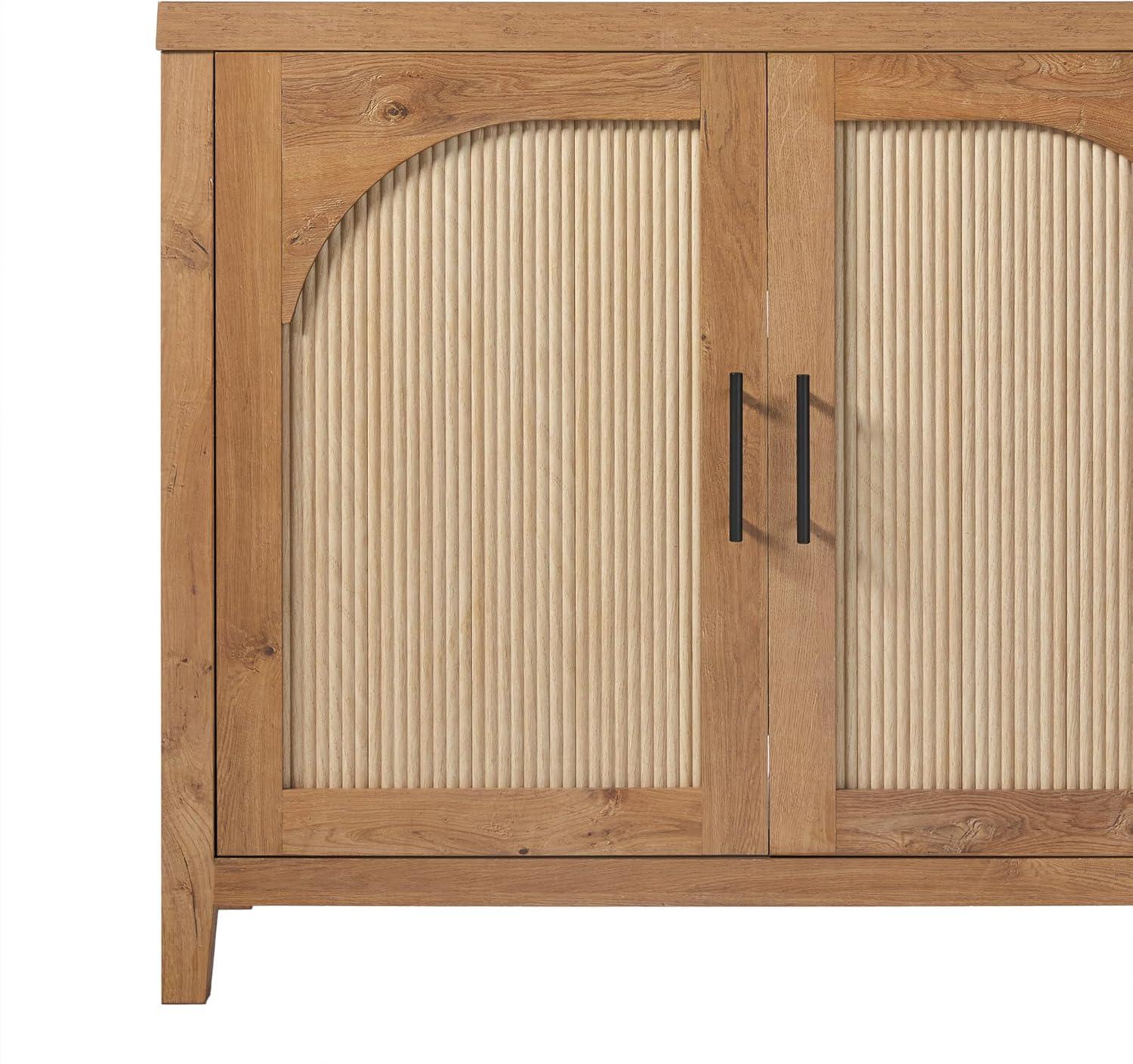 imageWalker Edison Sasha 4Door Reeded Sideboard Buffet with Cord Management 60 Inch English OakEnglish Oak