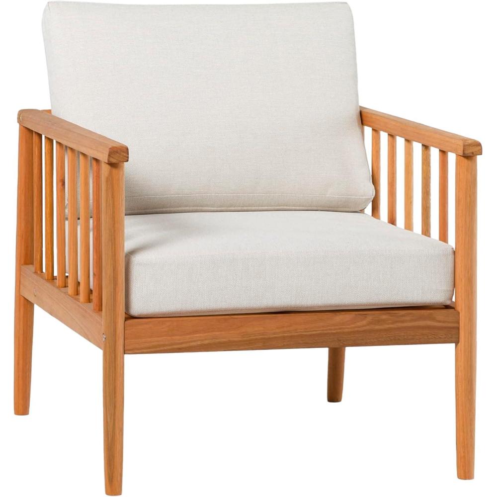 imageWalker Edison Dekian Modern Solid Eucalyptus Outdoor Spindle Style Single Lounge Chair 33 Inch BrownNatural