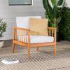 Walker Edison Dekian Modern Solid Eucalyptus Outdoor Spindle Style Single Lounge Chair, 33 Inch, Brown(Brown)