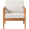 Walker Edison Dekian Modern Solid Eucalyptus Outdoor Spindle Style Single Lounge Chair, 33 Inch, Brown(Natural)