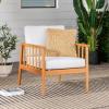 Walker Edison Dekian Modern Solid Eucalyptus Outdoor Spindle Style Single Lounge Chair, 33 Inch, Brown(Natural)