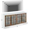 Walker Edison Modern Glass and Wood Universal TV Stand with 4 Door Storage For TV’s up to 64″ Flat Screen Living Room Storage Entertainment Center, 58 Inch, Rustic Oak(White/Rustic Oak)