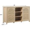 Walker Edison Sasha 4-Door Reeded Sideboard Buffet with Cord Management, 60 Inch, English Oak(Coastal Oak)