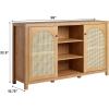 Walker Edison Sasha 4-Door Reeded Sideboard Buffet with Cord Management, 60 Inch, English Oak(English Oak)