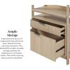 Walker Edison Transitional Open Reeded 4-Shelf Bookshelf with Drawers on Bottom, Versatile Bookcase with Bottom Storage for Home Office, Living Room, Bedroom, 33”W x 16.75”D x 70”H, Black(Coastal Oak)