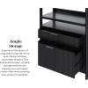 Walker Edison Transitional Open Reeded 4-Shelf Bookshelf with Drawers on Bottom, Versatile Bookcase with Bottom Storage for Home Office, Living Room, Bedroom, 33”W x 16.75”D x 70”H, Black(Black)