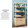 Walker Edison Transitional Open Reeded 4-Shelf Bookshelf with Drawers on Bottom, Versatile Bookcase with Bottom Storage for Home Office, Living Room, Bedroom, 33”W x 16.75”D x 70”H, Black(Coastal Oak)