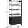 Walker Edison Transitional Open Reeded 4-Shelf Bookshelf with Drawers on Bottom, Versatile Bookcase with Bottom Storage for Home Office, Living Room, Bedroom, 33”W x 16.75”D x 70”H, Black(Black)