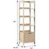 Walker Edison Transitional Reeded Narrow Open Bookshelf with Drawer on Bottom for Home Office, Living Room, Bedroom, 4-Shelf Bookcase with Bottom Storage, 22”W x 16.75”D x 70”H, Coastal Oak(Coastal Oak)