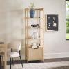 Walker Edison Transitional Reeded Narrow Open Bookshelf with Drawer on Bottom for Home Office, Living Room, Bedroom, 4-Shelf Bookcase with Bottom Storage, 22”W x 16.75”D x 70”H, Coastal Oak(Coastal Oak)