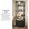 Walker Edison Transitional Reeded Narrow Open Bookshelf with Drawer on Bottom for Home Office, Living Room, Bedroom, 4-Shelf Bookcase with Bottom Storage, 22”W x 16.75”D x 70”H, Coastal Oak(Black)