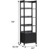 Walker Edison Transitional Reeded Narrow Open Bookshelf with Drawer on Bottom for Home Office, Living Room, Bedroom, 4-Shelf Bookcase with Bottom Storage, 22”W x 16.75”D x 70”H, Coastal Oak(Black)