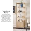 Walker Edison Transitional Reeded Narrow Open Bookshelf with Drawer on Bottom for Home Office, Living Room, Bedroom, 4-Shelf Bookcase with Bottom Storage, 22”W x 16.75”D x 70”H, Coastal Oak(Coastal Oak)