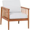 Walker Edison Dekian Modern Solid Eucalyptus Outdoor Spindle Style Single Lounge Chair, 33 Inch, Brown(Brown)