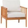 Walker Edison Dekian Modern Solid Eucalyptus Outdoor Spindle Style Single Lounge Chair, 33 Inch, Brown(Natural)