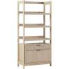 Walker Edison Transitional Open Reeded 4-Shelf Bookshelf with Drawers on Bottom, Versatile Bookcase with Bottom Storage for Home Office, Living Room, Bedroom, 33”W x 16.75”D x 70”H, Black(Coastal Oak)