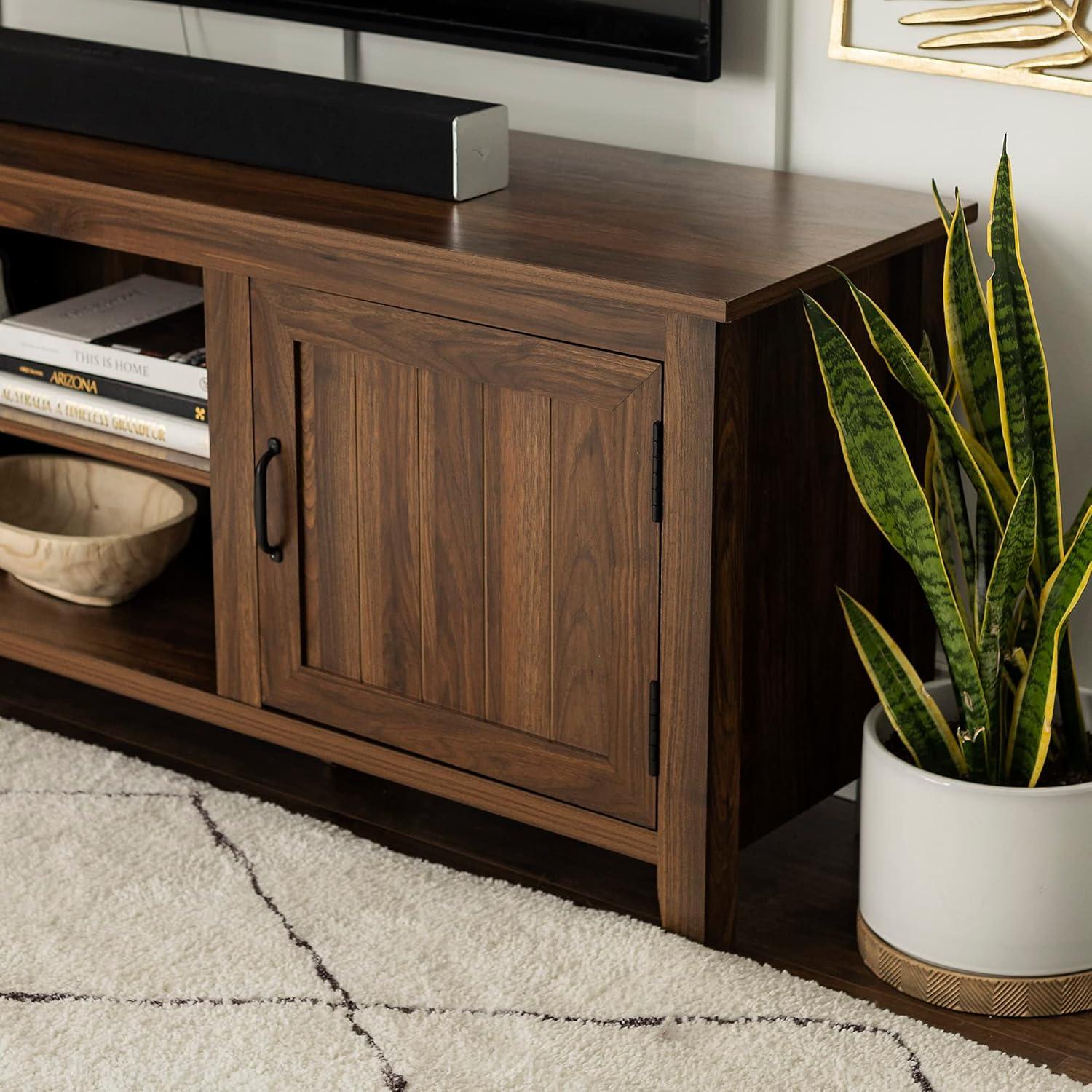 imageWalker Edison Ashbury Coastal Style Grooved Door TV Stand for TVs up to 80 Inches 70 Inch Rustic OakDark Walnut