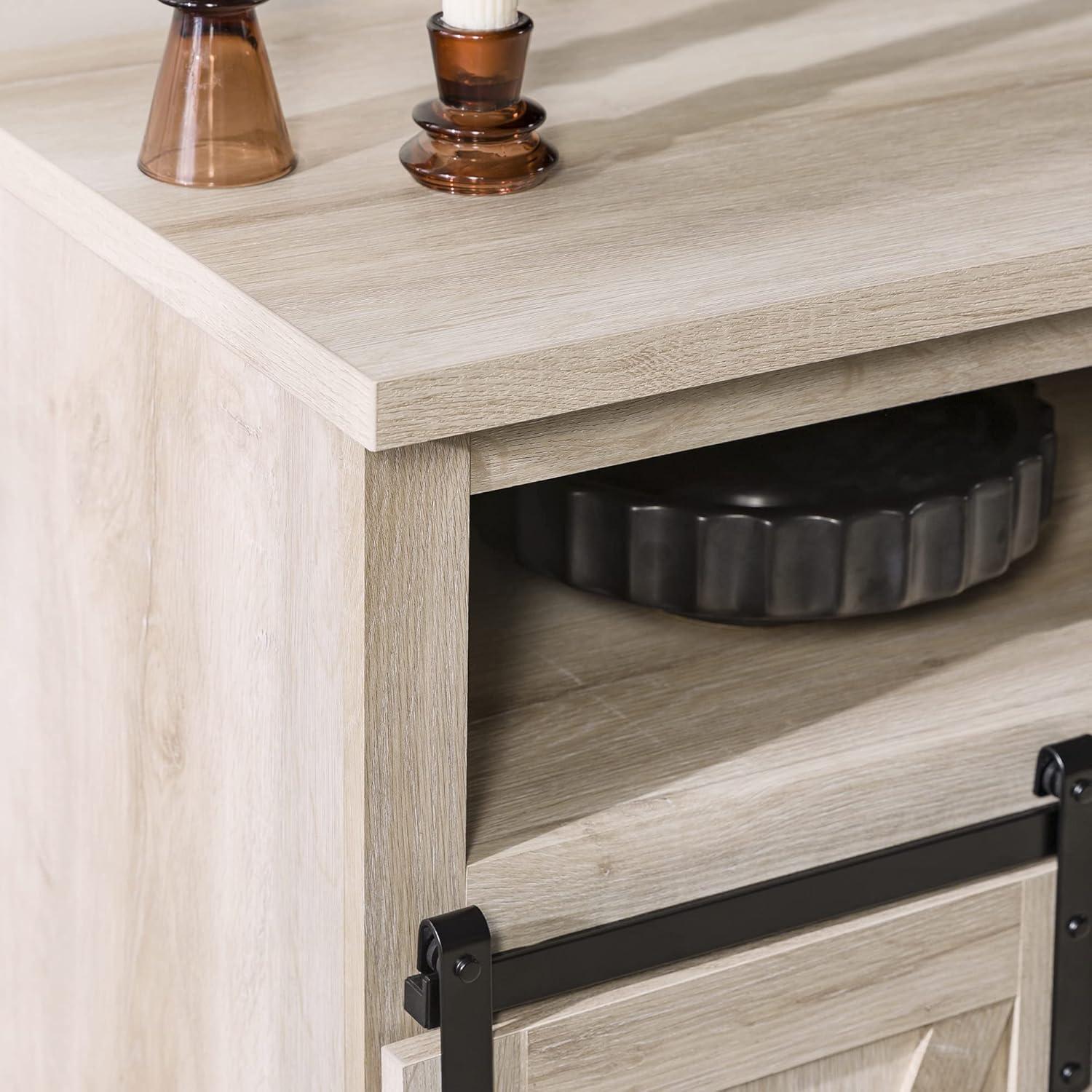 imageWalker Edison Clayton Farmhouse Sliding Double Barn Door TV Stand for TVs up to 58 Inches 52 Inch Rustic OakWhite Oak