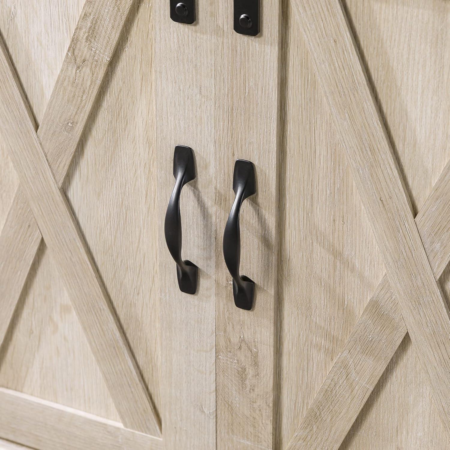 imageWalker Edison Clayton Farmhouse Sliding Double Barn Door TV Stand for TVs up to 58 Inches 52 Inch Rustic OakWhite Oak