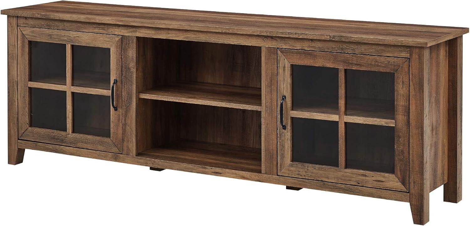 imageWalker Edison Portsmouth Classic 2 Glass Door TV Stand for TVs up to 80 Inches 70 Inch Dark WalnutRustic Oak