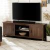 Walker Edison Ashbury Coastal Style Grooved Door TV Stand for TVs up to 80 Inches, 70 Inch, Rustic Oak(Dark Walnut)