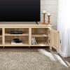 Walker Edison Ashbury Coastal Style Grooved Door TV Stand for TVs up to 80 Inches, 70 Inch, Rustic Oak(White Oak)